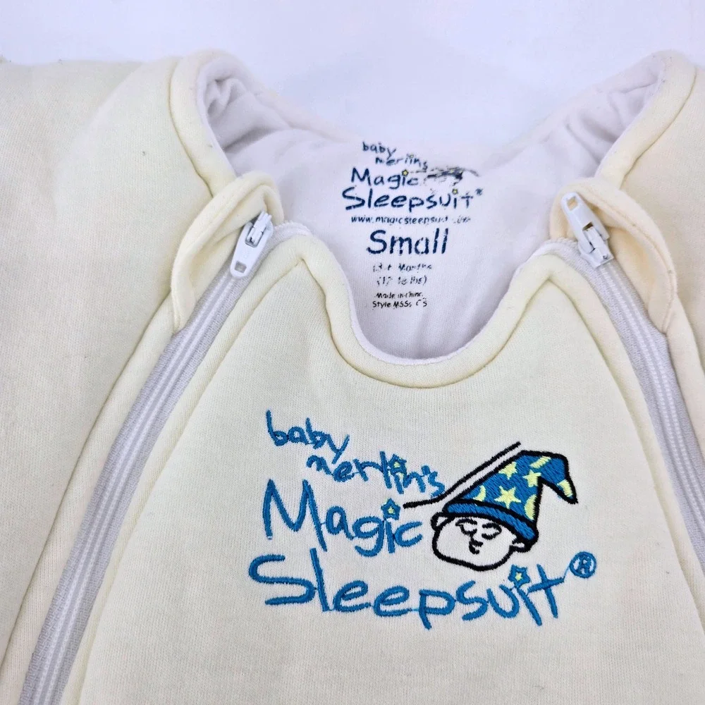 Baby Merlins Magic Sleepsuit Cream Cotton Swaddle Transition Small 3-6 Months